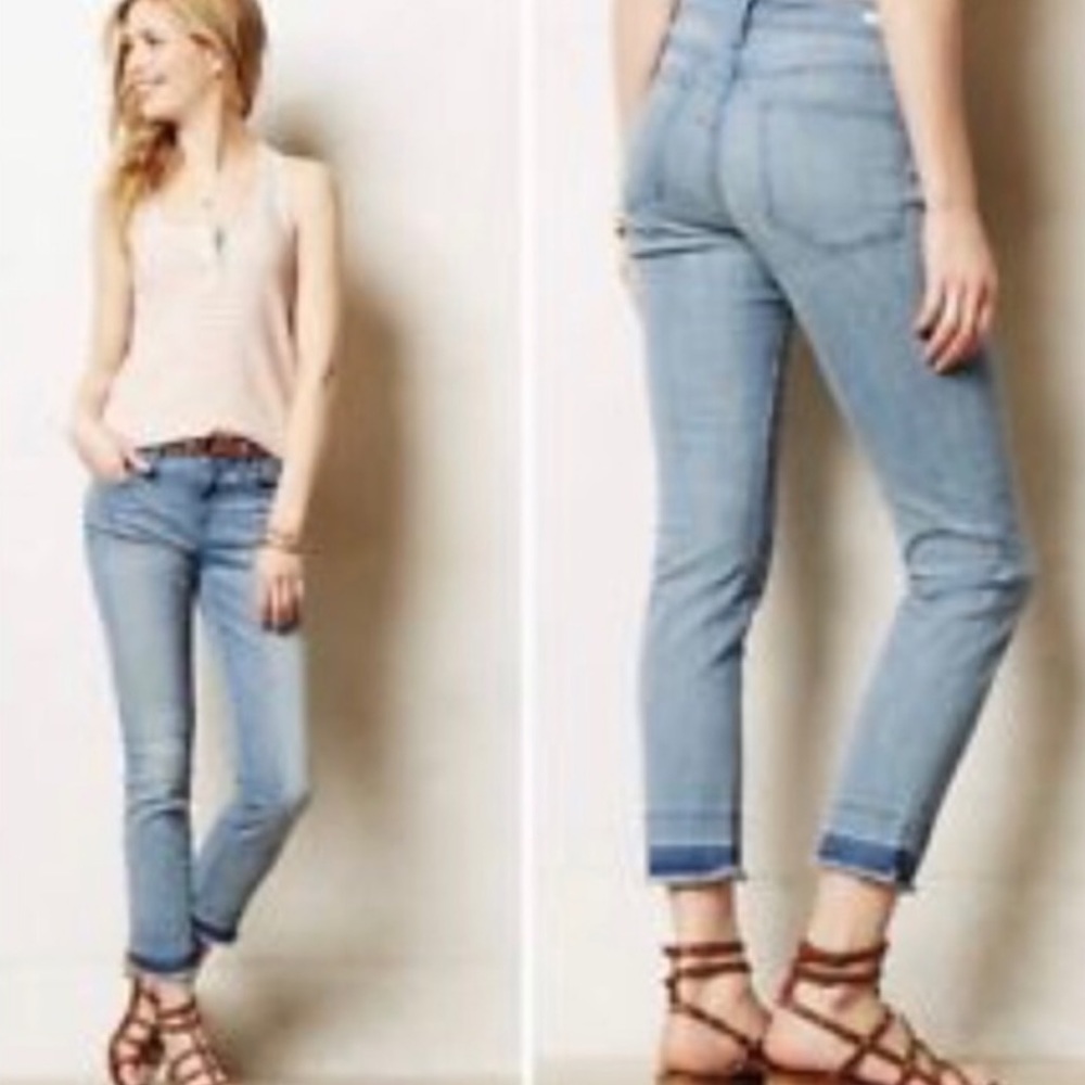 Anthro Pilcro Stet Released Raw Hem Skinny Crop 27